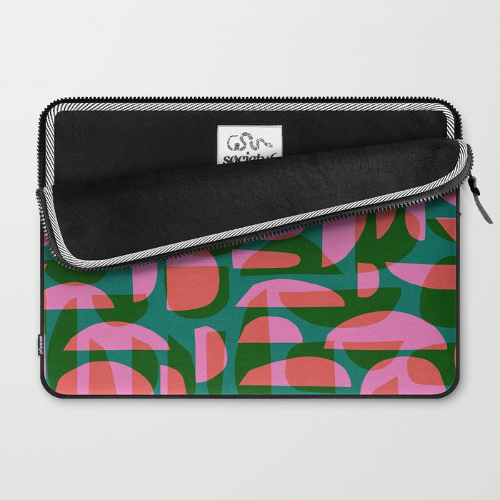 Simple Hand-cut Pattern #5 / Pink & Green Laptop Sleeve Gallery Image 2