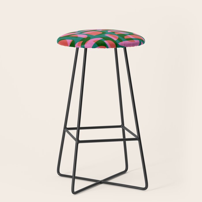 Simple Hand-cut Pattern #5 / Pink & Green Stool Gallery Image 1