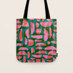 Simple Hand-cut Pattern #5 / Pink & Green Tote Bag Gallery Image 1