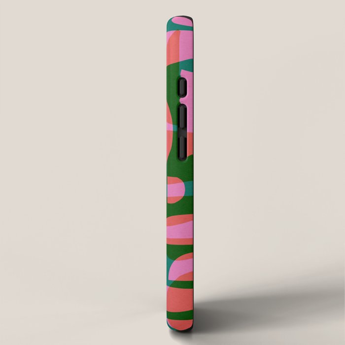 Simple Hand-cut Pattern #5 / Pink & Green iPhone Case Gallery Image 2