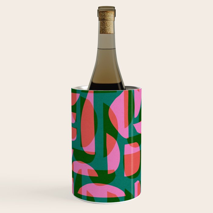 Simple Hand-cut Pattern #5 / Pink & Green Wine Chiller Gallery Image 2