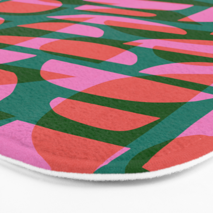 Simple Hand-cut Pattern #5 / Pink & Green Bath Mat Gallery Image 3