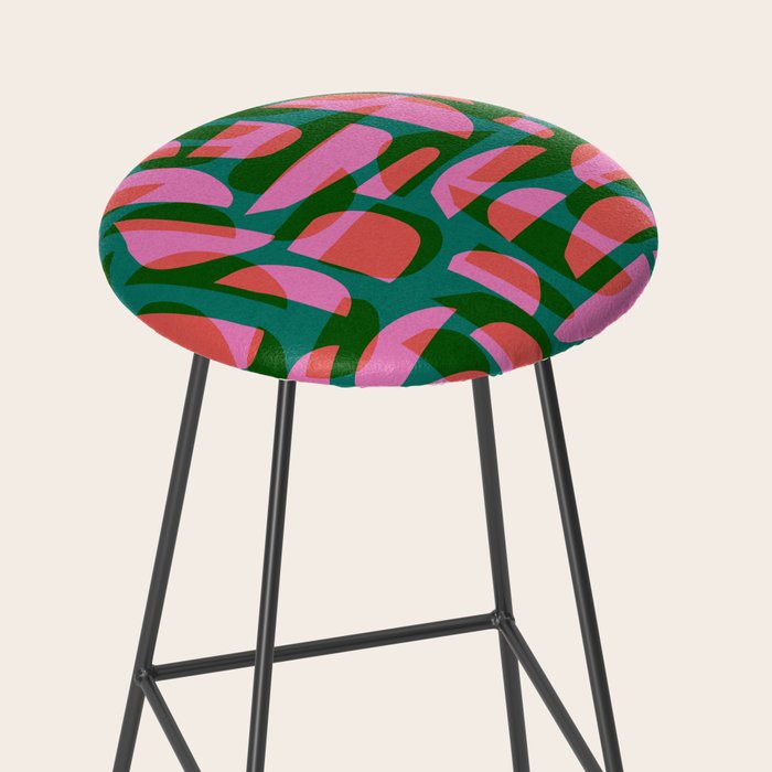 Simple Hand-cut Pattern #5 / Pink & Green Stool Gallery Image 2