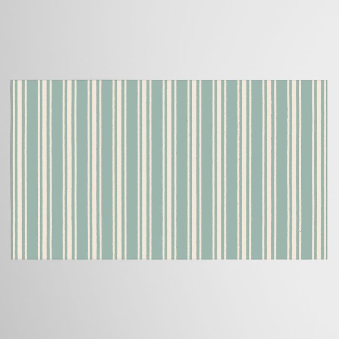 Mediterranean Ticking Stripe Sea Glass Sand Tablecloth Gallery Image 2