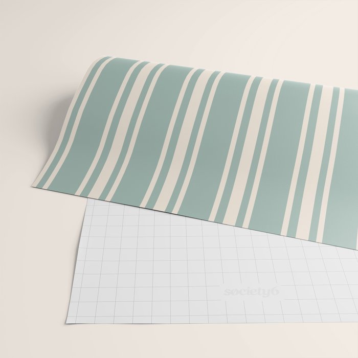Mediterranean Ticking Stripe Sea Glass Sand Wrapping Paper Gallery Image 2