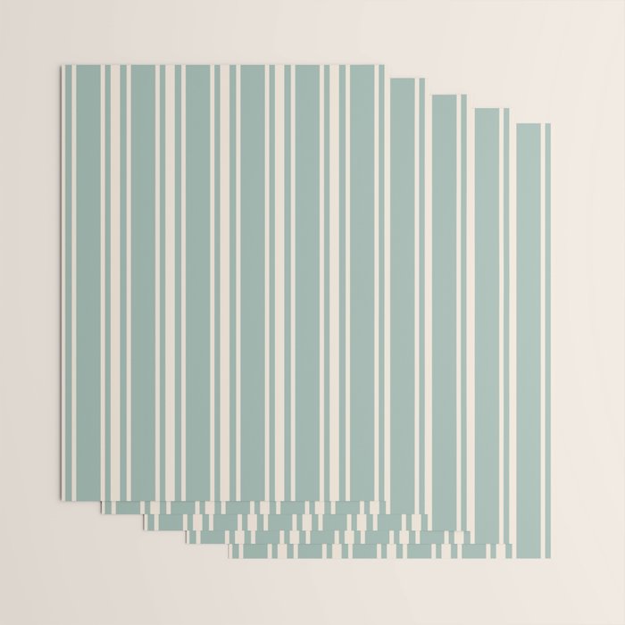 Mediterranean Ticking Stripe Sea Glass Sand Wrapping Paper Gallery Image 3