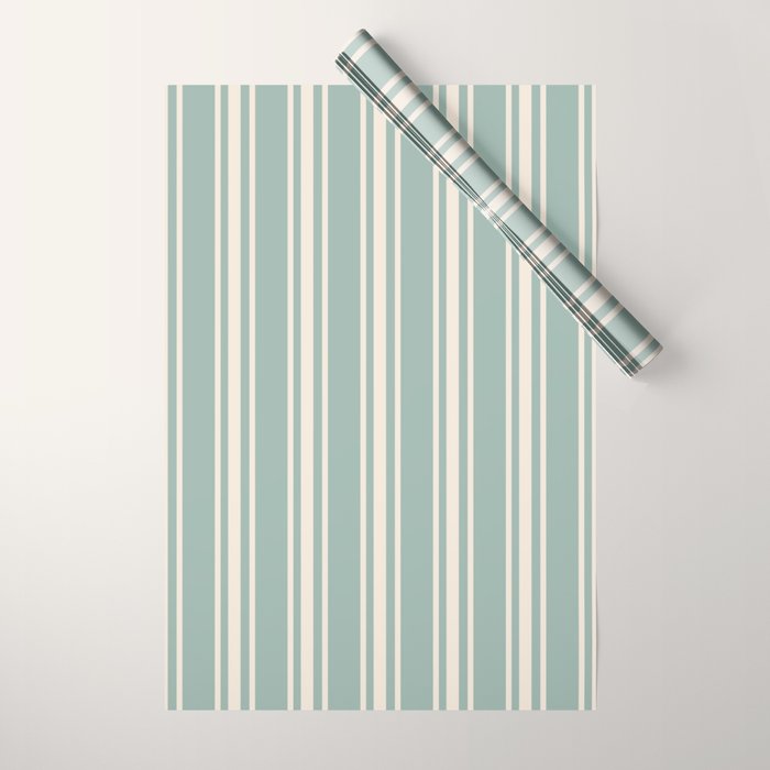 Mediterranean Ticking Stripe Sea Glass Sand Wrapping Paper Gallery Image 1