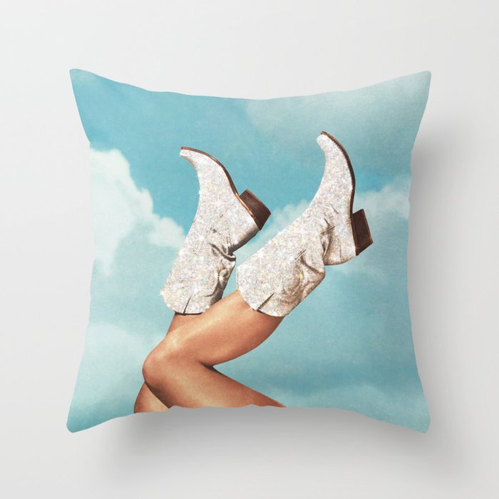These Boots - Glitter Blue Sky Throw Pillow Gallery Image 1
