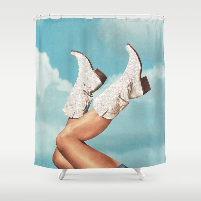 These Boots - Glitter Blue Sky Shower Curtain Gallery Image 1