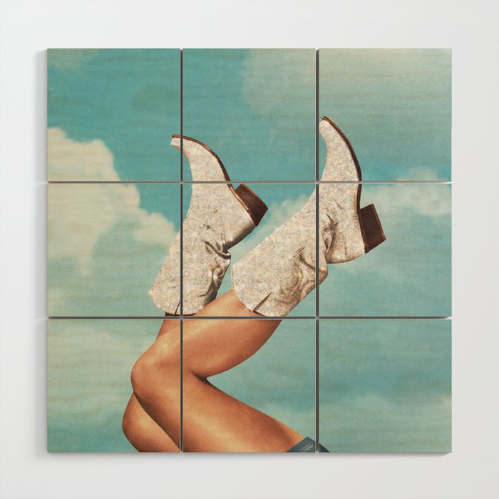 These Boots - Glitter Blue Sky Wood Wall Art Gallery Image 1