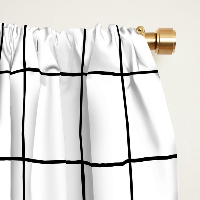 Grid Pattern Stripes Lines Black and White Minimalist Geometric Stripe Line Drawing Window Curtain Gallery Image 2