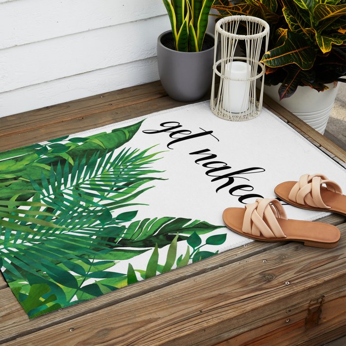 Get Naked, Meme, Tropical, Fun Bathroom Art Outdoor Rug Gallery Image 2