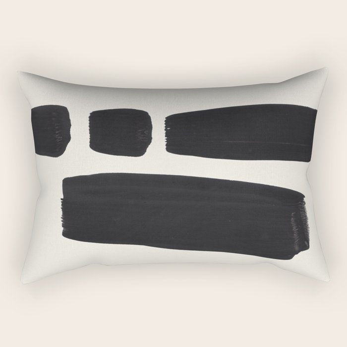 Mid Century Modern Minimalist Abstract Art Brush Strokes Black & White Ink Art Square Shapes Rectangular Pillow Gallery Image 1