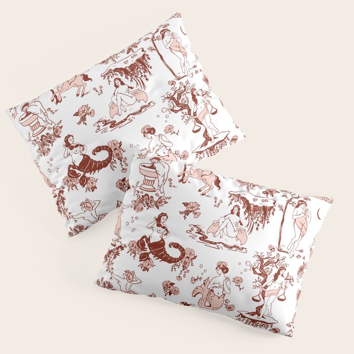 Zodiac Sign Astrology Toile Pattern Pillow Sham Gallery Image 1