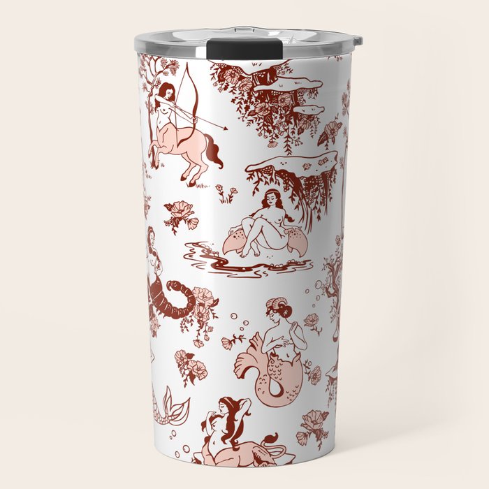 Zodiac Sign Astrology Toile Pattern Travel Mug Gallery Image 1