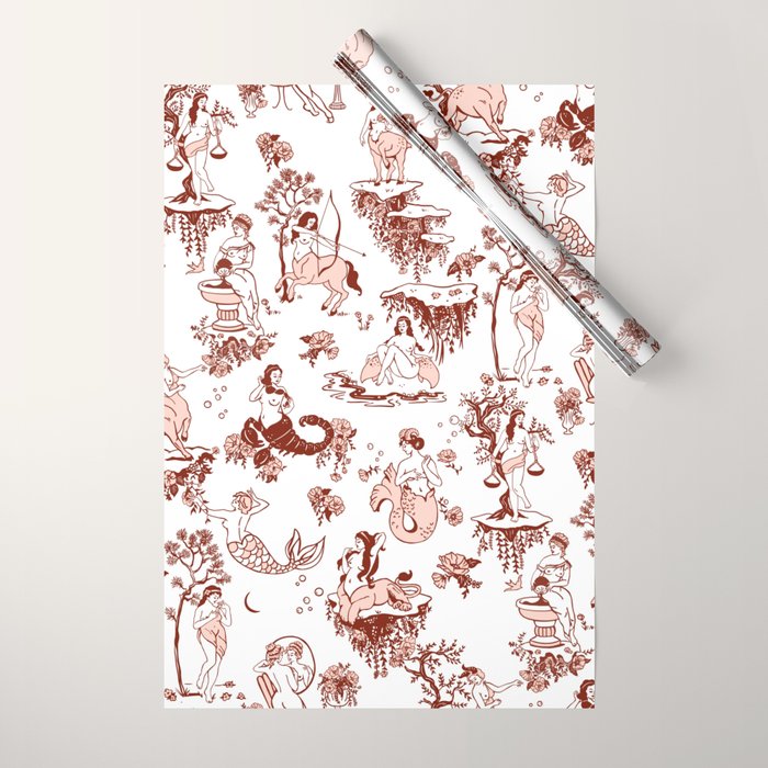 Zodiac Sign Astrology Toile Pattern Wrapping Paper Gallery Image 1