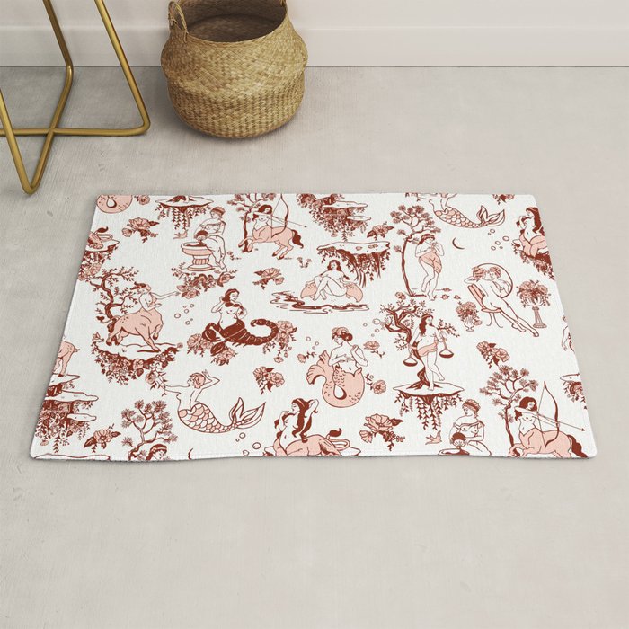 Zodiac Sign Astrology Toile Pattern Rug Gallery Image 1