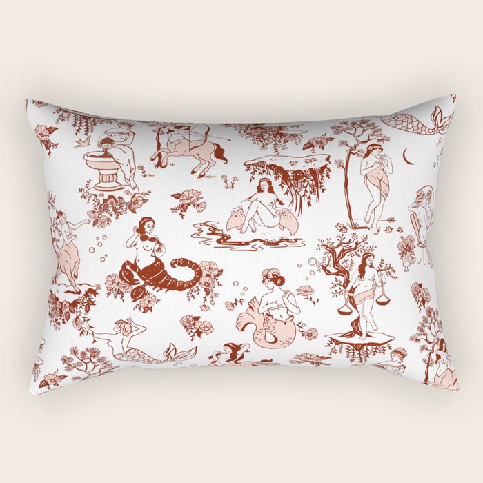 Zodiac Sign Astrology Toile Pattern Rectangular Pillow Gallery Image 2