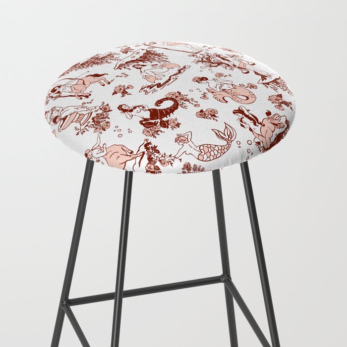 Zodiac Sign Astrology Toile Pattern Stool Gallery Image 2