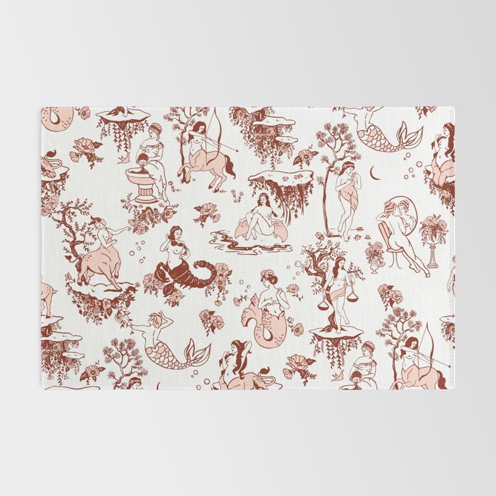 Zodiac Sign Astrology Toile Pattern Rug Gallery Image 2