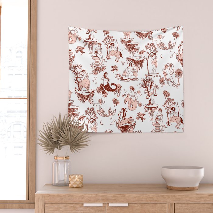 Zodiac Sign Astrology Toile Pattern Wall Tapestry Gallery Image 2