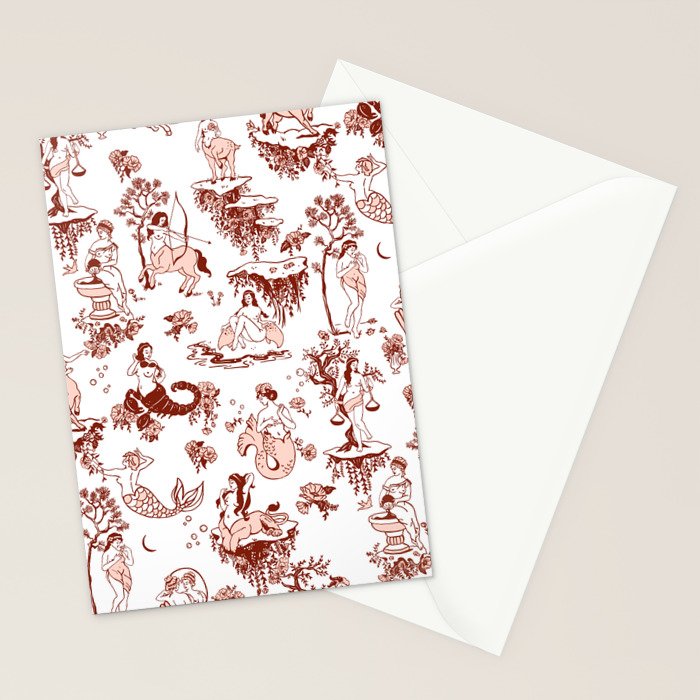 Zodiac Sign Astrology Toile Pattern Stationery Card Gallery Image 2