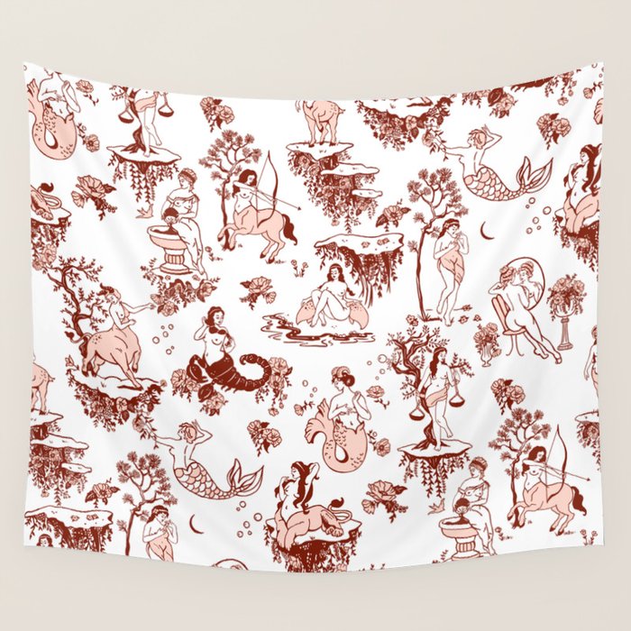 Zodiac Sign Astrology Toile Pattern Wall Tapestry Gallery Image 1