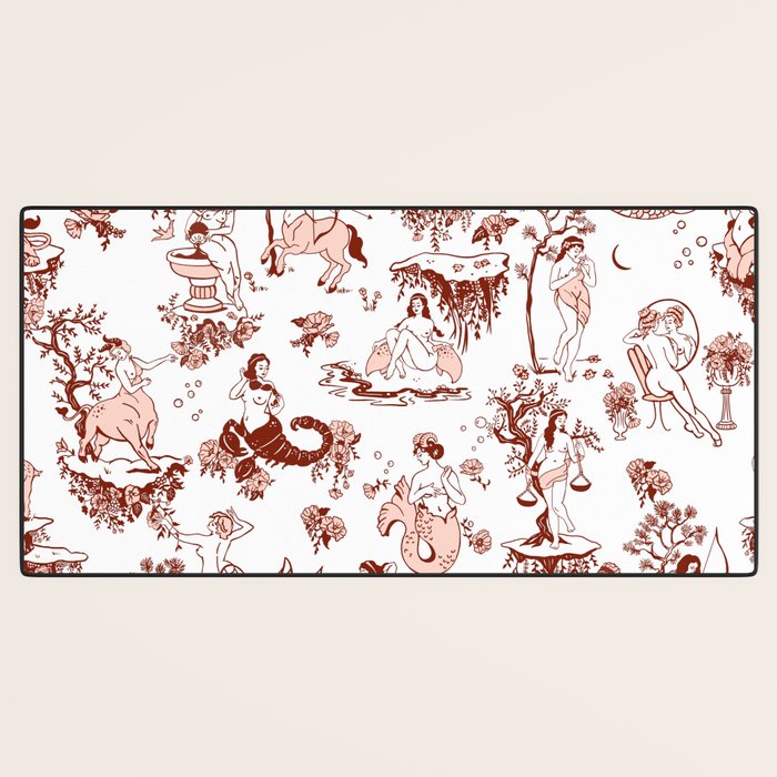 Zodiac Sign Astrology Toile Pattern Desk Mat Gallery Image 3