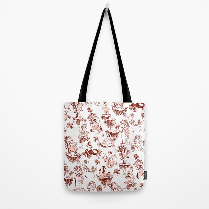 Zodiac Sign Astrology Toile Pattern Tote Bag Gallery Image 2