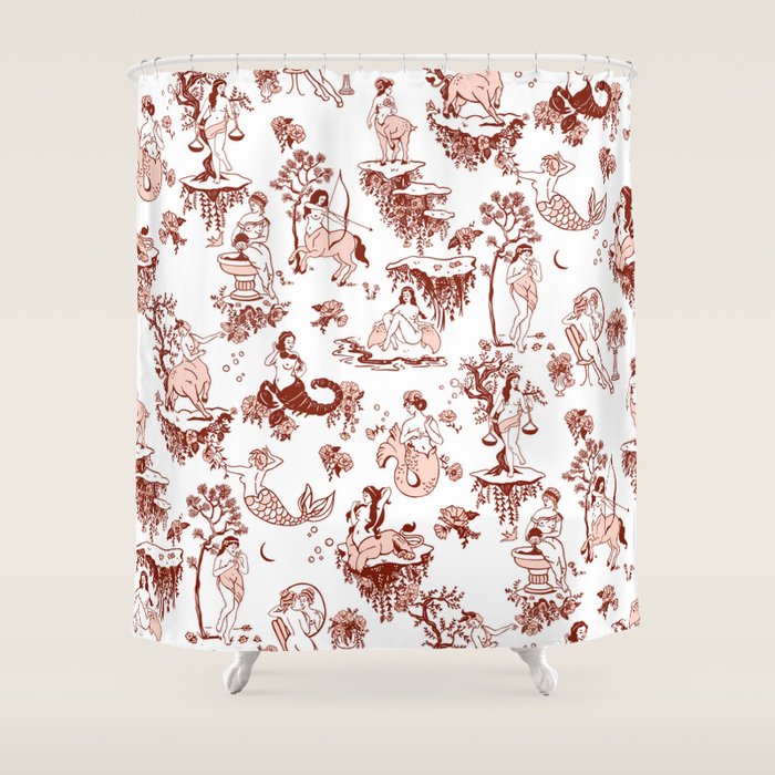 Zodiac Sign Astrology Toile Pattern Shower Curtain Gallery Image 1