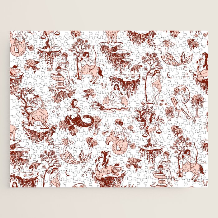 Zodiac Sign Astrology Toile Pattern Jigsaw Puzzle Gallery Image 1