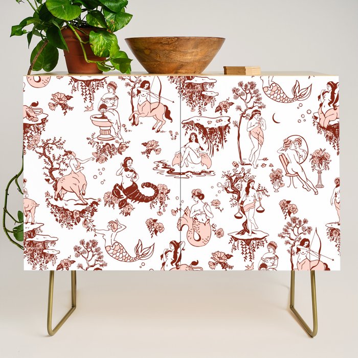 Zodiac Sign Astrology Toile Pattern Credenza Gallery Image 1