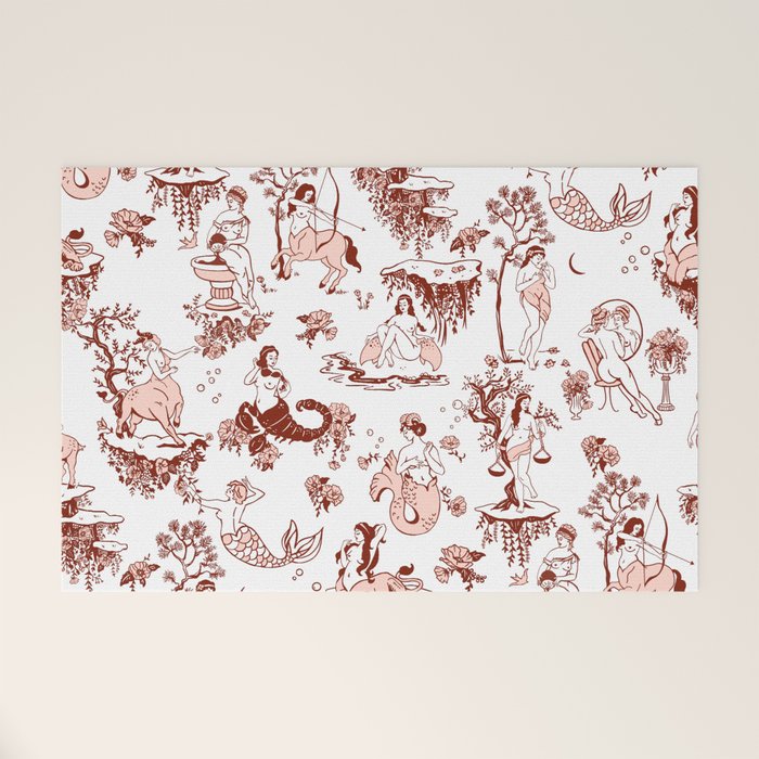 Zodiac Sign Astrology Toile Pattern Welcome Mat Gallery Image 1