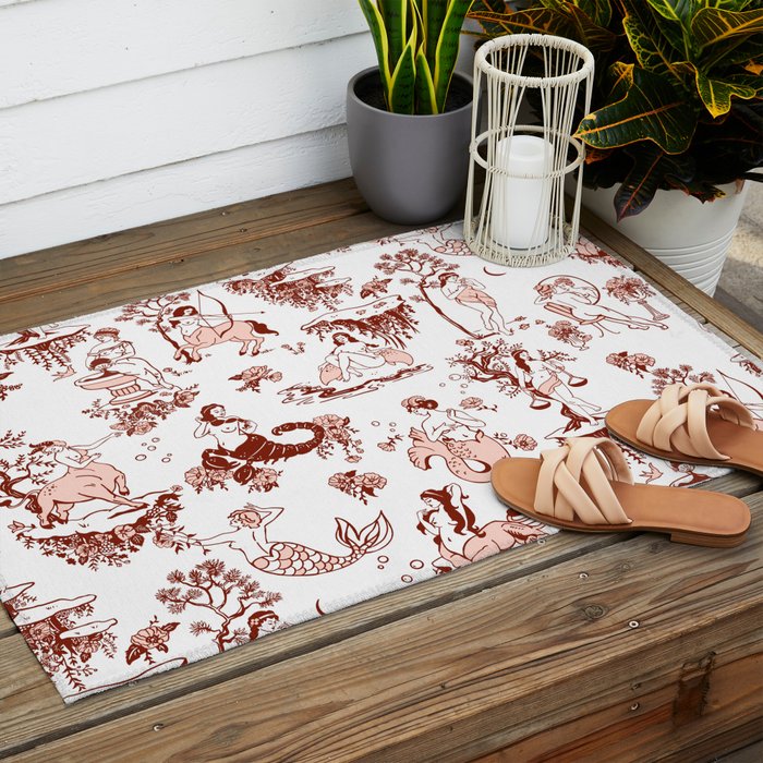 Zodiac Sign Astrology Toile Pattern Outdoor Rug Gallery Image 2