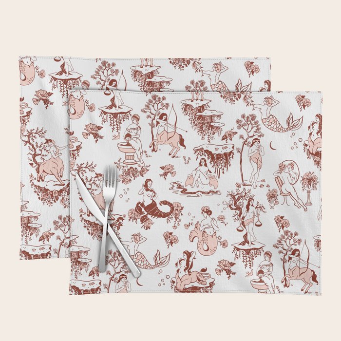 Zodiac Sign Astrology Toile Pattern Placemat Gallery Image 1