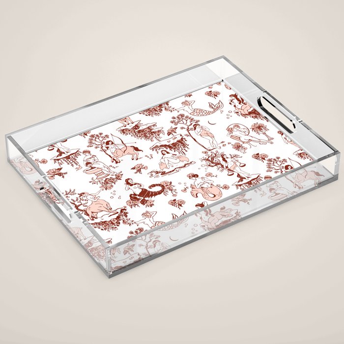 Zodiac Sign Astrology Toile Pattern Acrylic Tray Gallery Image 1