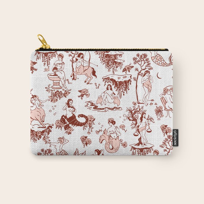 Zodiac Sign Astrology Toile Pattern Carry All Pouch Gallery Image 1