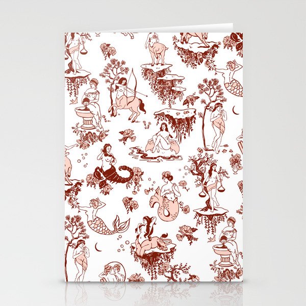 Zodiac Sign Astrology Toile Pattern Stationery Card Gallery Image 2