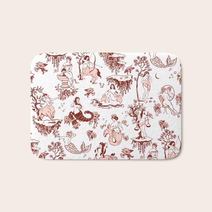 Zodiac Sign Astrology Toile Pattern Bath Mat Gallery Image 1