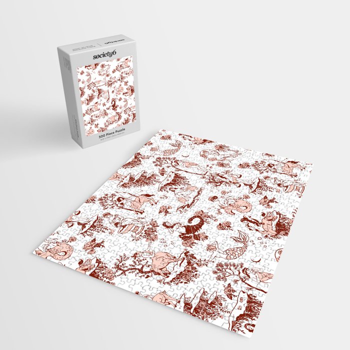 Zodiac Sign Astrology Toile Pattern Jigsaw Puzzle Gallery Image 2