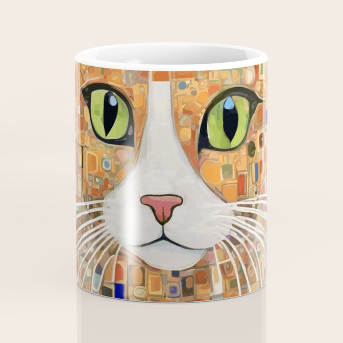 Klimt Cat with Green Eyes Coffee Mug Gallery Image 4