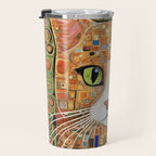 Klimt Cat with Green Eyes Travel Mug Gallery Image 3