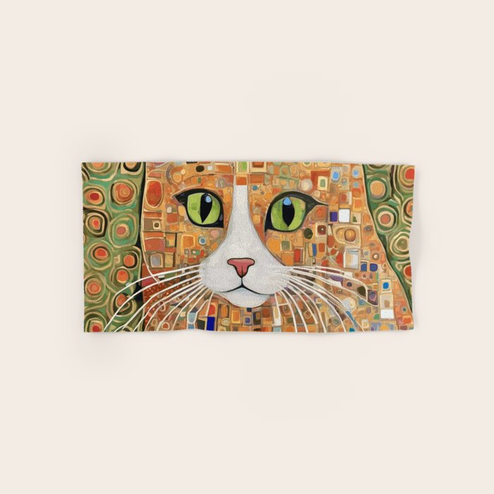 Klimt Cat with Green Eyes Bath Towel Gallery Image 1