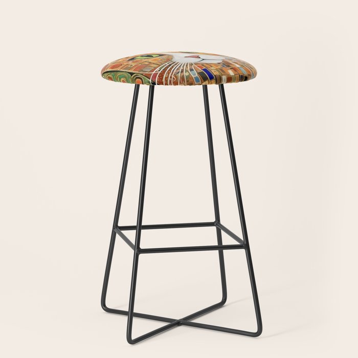 Klimt Cat with Green Eyes Stool Gallery Image 1