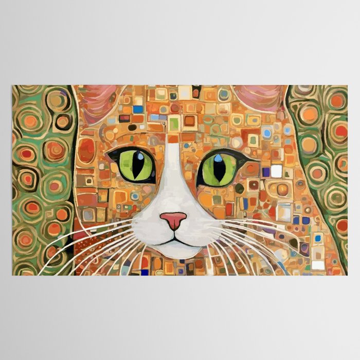 Klimt Cat with Green Eyes Tablecloth Gallery Image 2