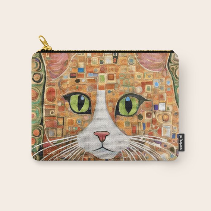 Klimt Cat with Green Eyes Carry All Pouch Gallery Image 1