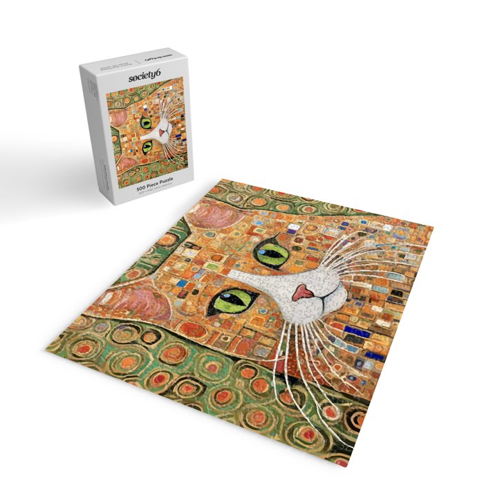 Klimt Cat with Green Eyes Jigsaw Puzzle Gallery Image 2