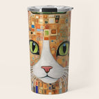 Klimt Cat with Green Eyes Travel Mug Gallery Image 1