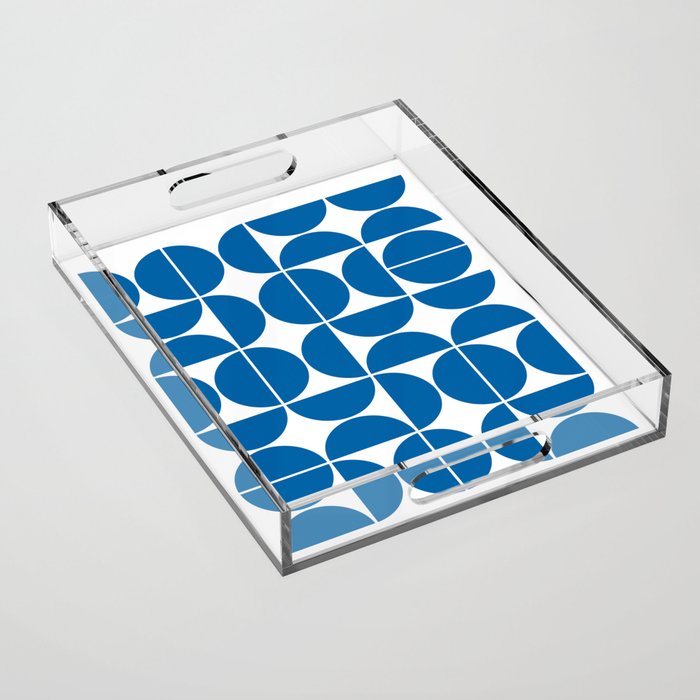 Mid Century Modern Geometric 04 Electric Blue Acrylic Tray Gallery Image 1