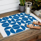 Mid Century Modern Geometric 04 Electric Blue Outdoor Rug Gallery Image 2